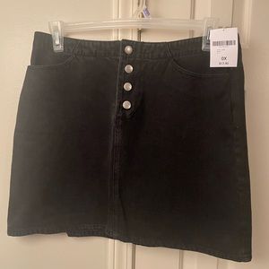 Black denim mini skirt
